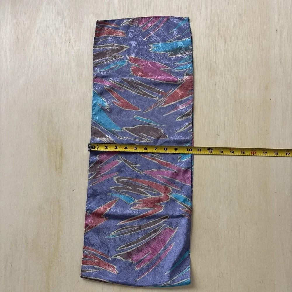 Vintage Purple Geometric Satin Scarf Womens One Size Rectangle‎ Abstract Print